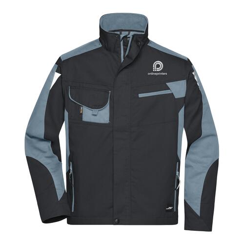 Unisexowa kurtka robocza wykonana z wytrzyma&#322;ego materia&#322;u z zamkiem b&#322;yskawicznym i wieloma kieszeniami.