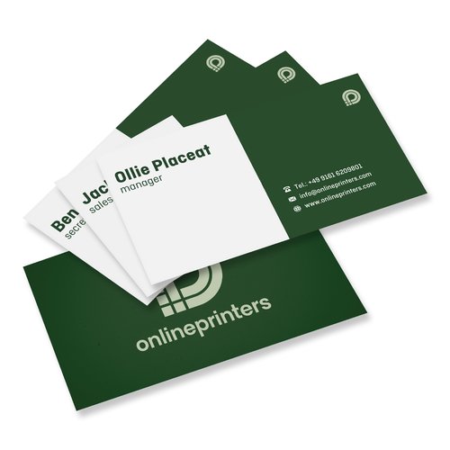 Papierowe wizytwki, z możliwością zadruku po obu stronach.