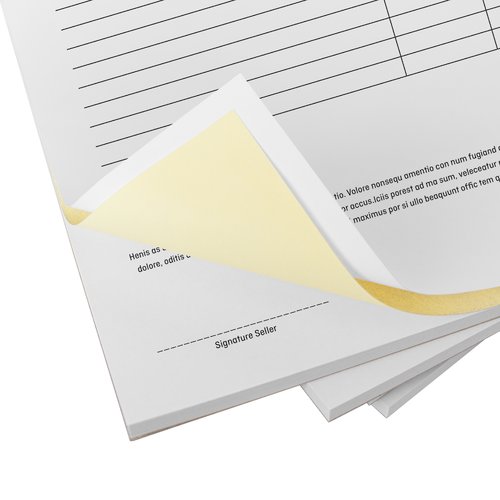 Dwa stosy zestaww samokopiujących w układzie poziomym z dwoma otworami