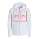 Biała bluza z materiału z kapturem, zamkiem błyskawicznym i krojem unisex.